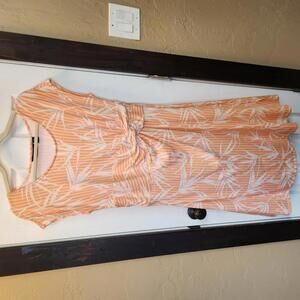 Lands' End Women's Orange Floral Dress- Size Medium